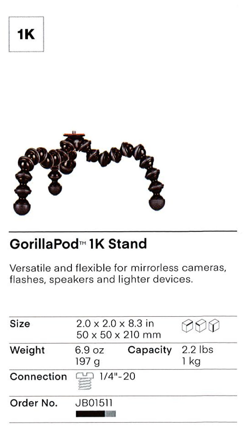 GorillaPod 1K Stand - Black/Charcoal
