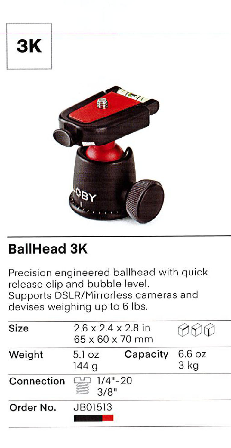 GorillaPod BallHead 3K - Black/Red