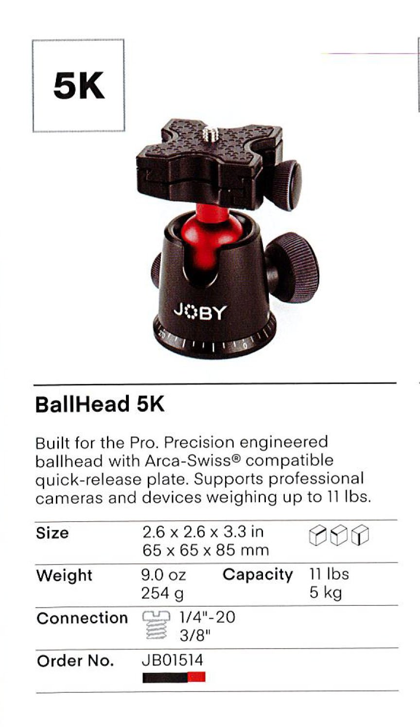 GorillaPod BallHead 5K - Black/Red